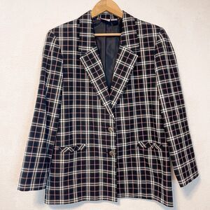 Vintage Plaid Pink & Black Blazer Size 12